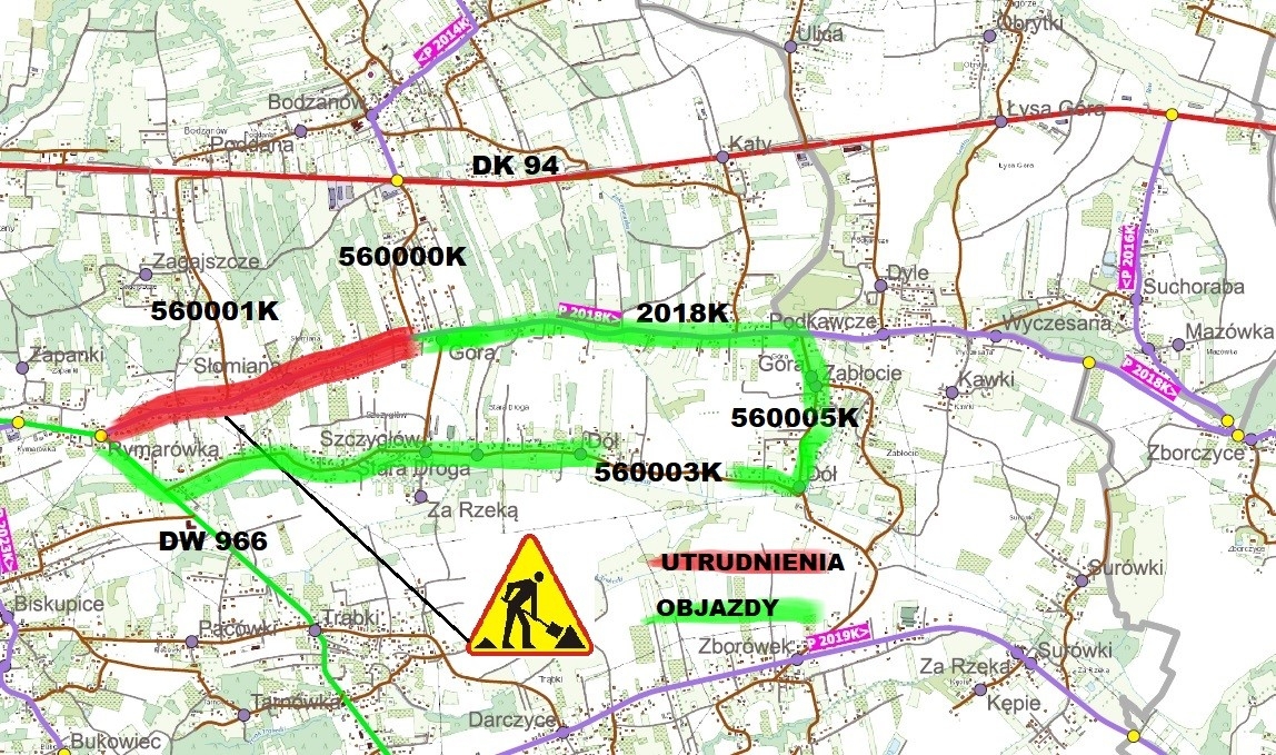 Zamknięcie odcinka drogi powiatowej w przysiółku Słomiana