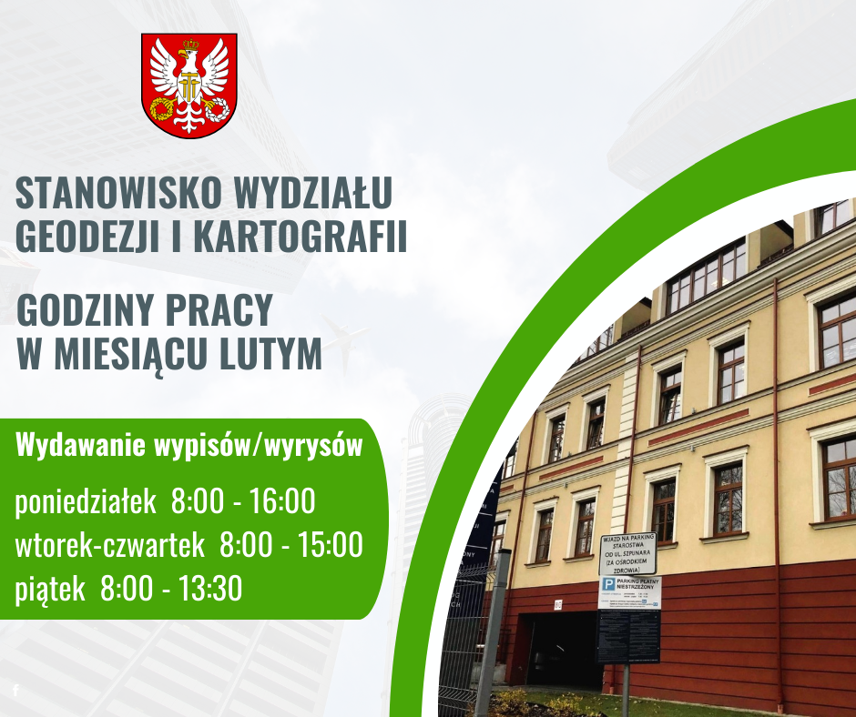 Godziny pracy Stanowiska Wydziału Geodezji i Kartografii
