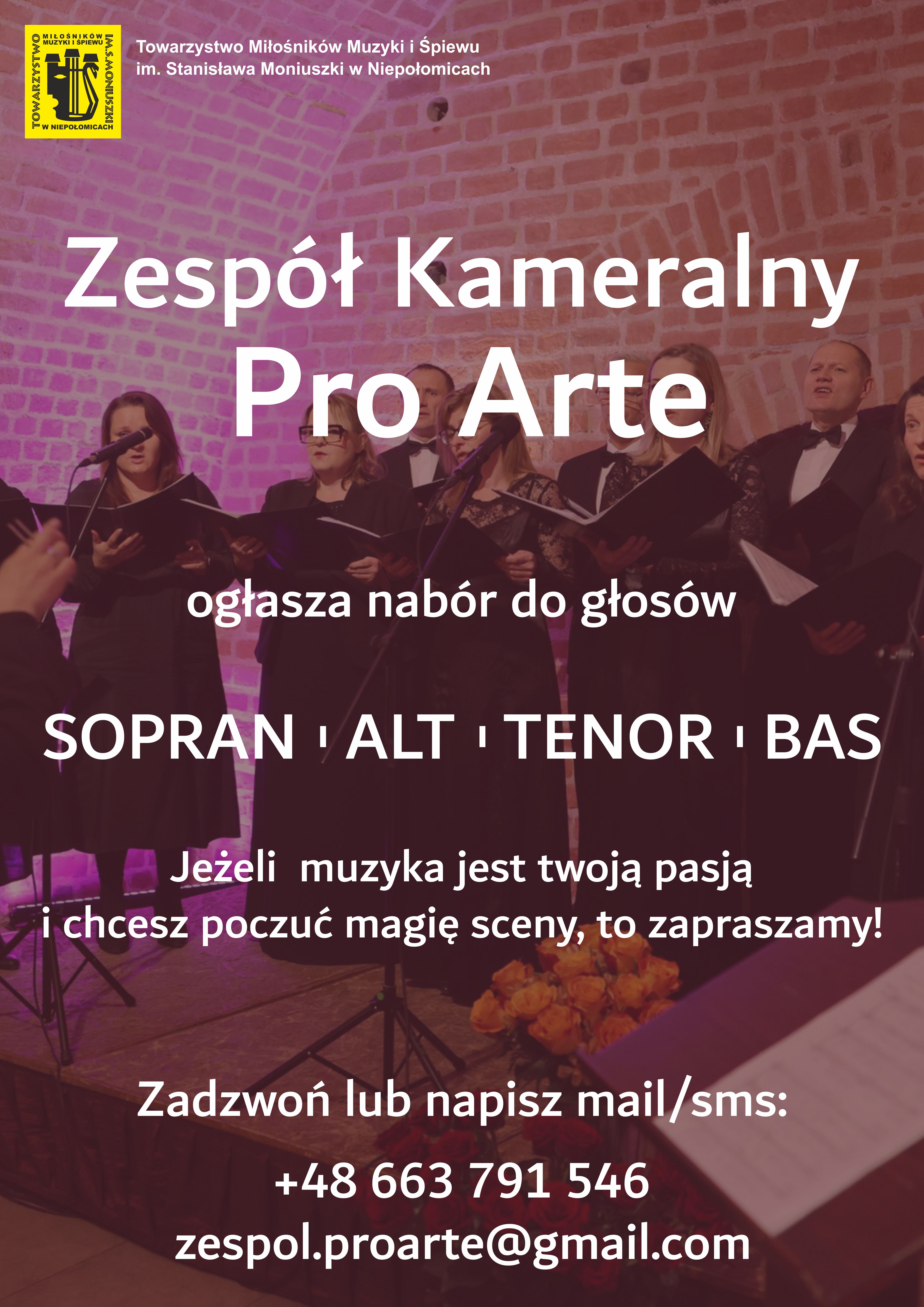 Zespół Kameralny Pro Arte ogłasza nabór!