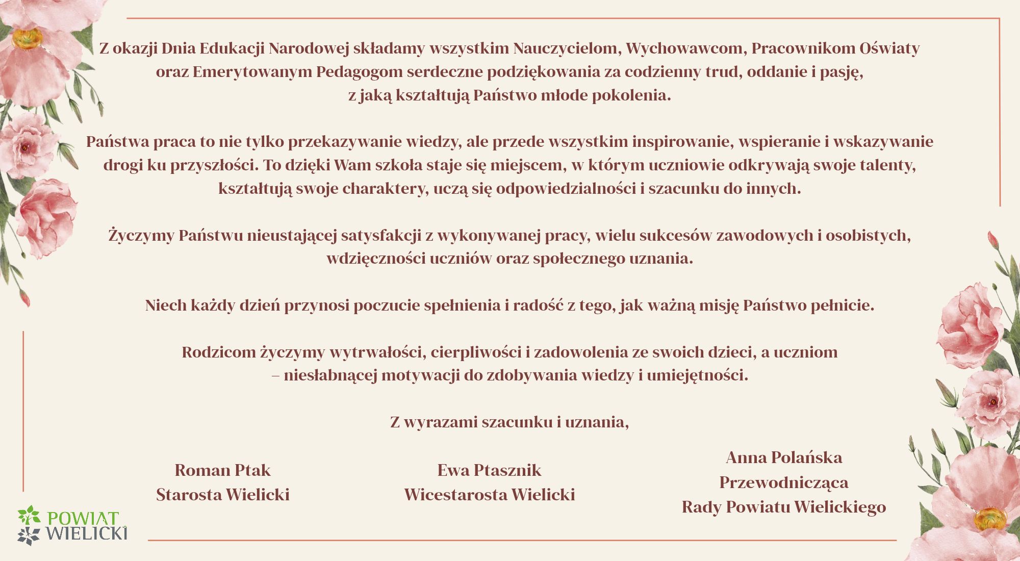 Z okazji Dnia Edukacji Narodowej