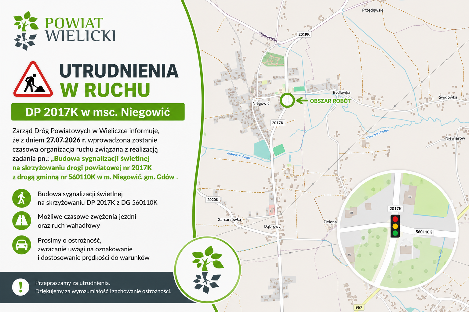 UTRUDNIENIA W RUCHU – NIEGOWIĆ (DP 2017K)