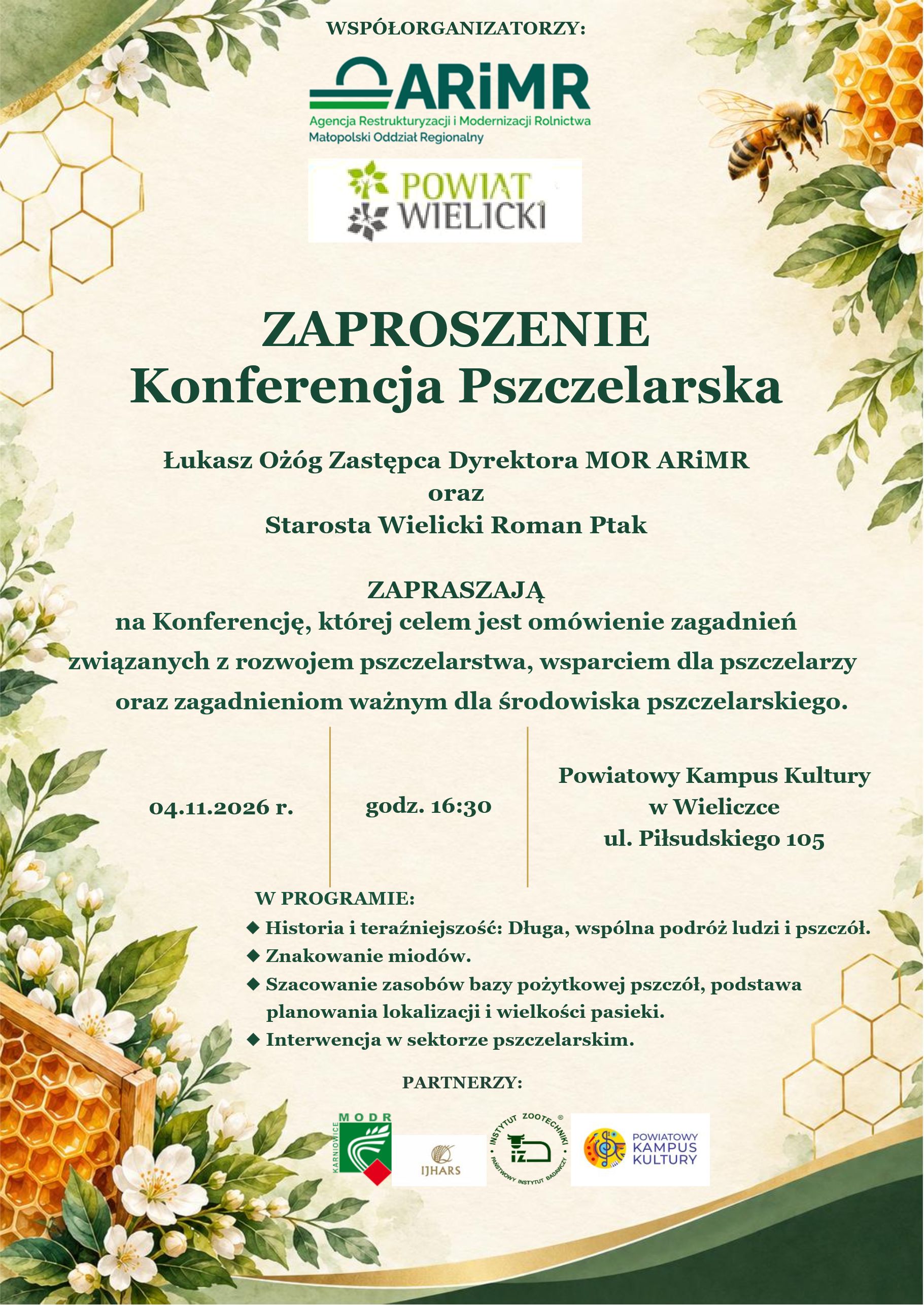 Zapraszamy na Konferencję Pszczelarską w Wieliczce!
