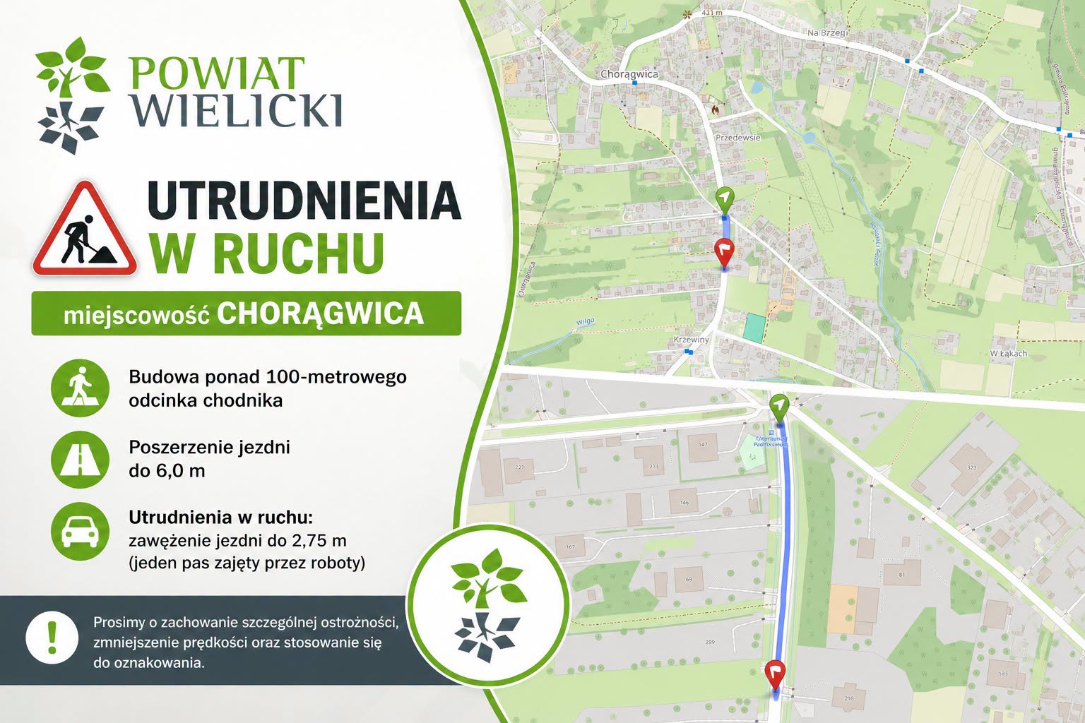 Utrudnienia w ruchu w miejscowości Chorągwica