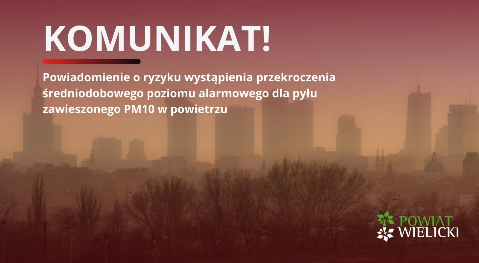 Ryzyko przekroczenia poziomu PM10 w powietrzu - 21 stycznia