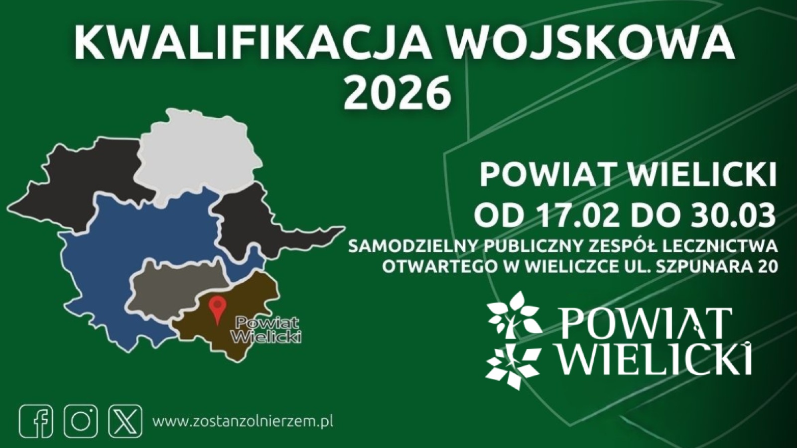 Kwalifikacja wojskowa w Powiecie Wielickim – od 17 lutego do 30 marca 2026 r.