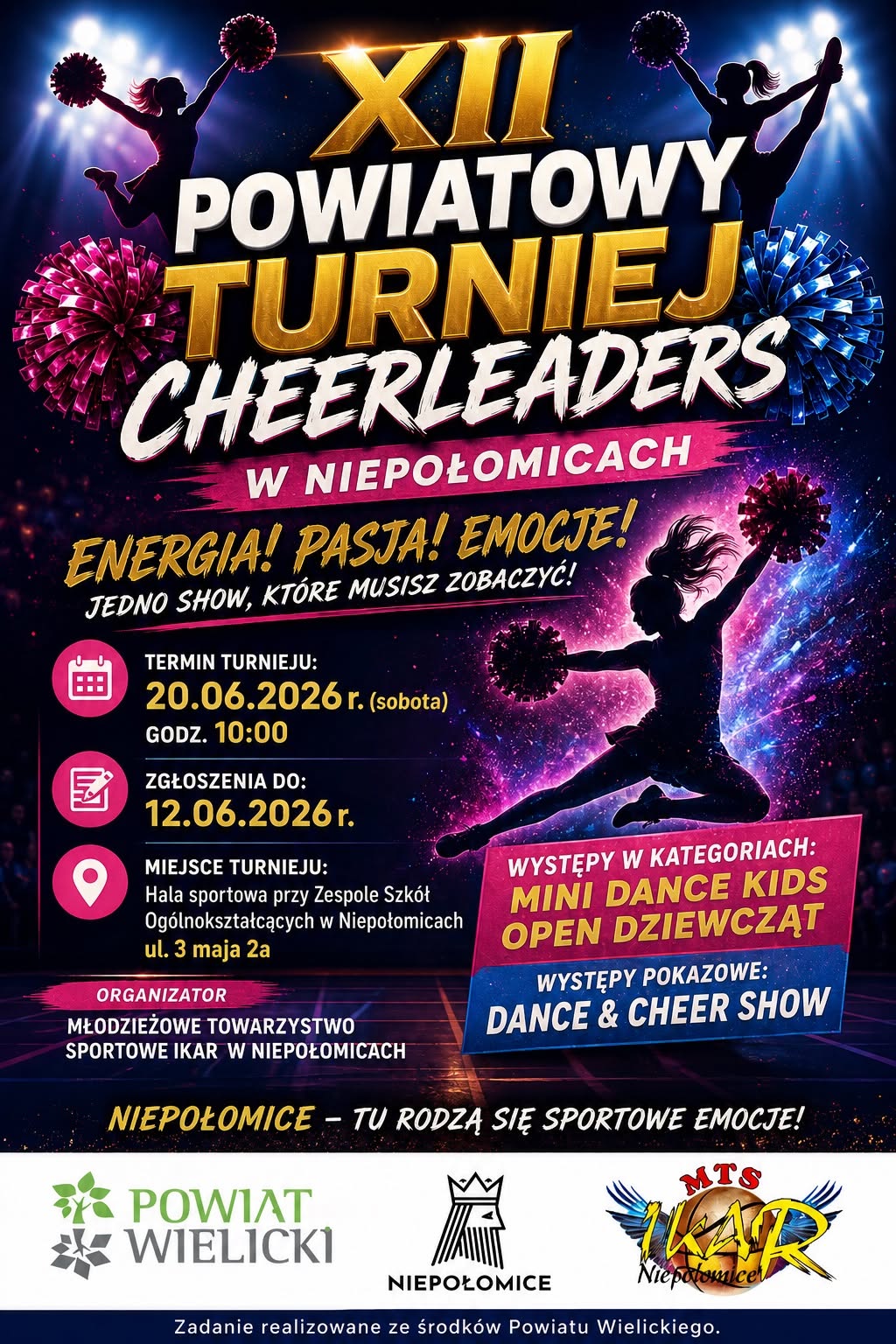Zapraszamy na XII Powiatowy Turniej Cheerleaders w Niepołomicach