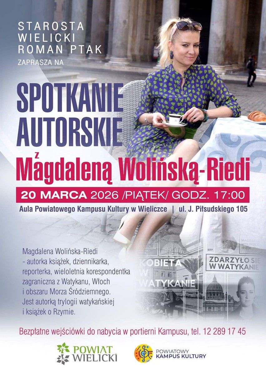Spotkanie autorskie z Magdaleną Wolińską-Riedi - KOBIETA W WATYKANIE 
