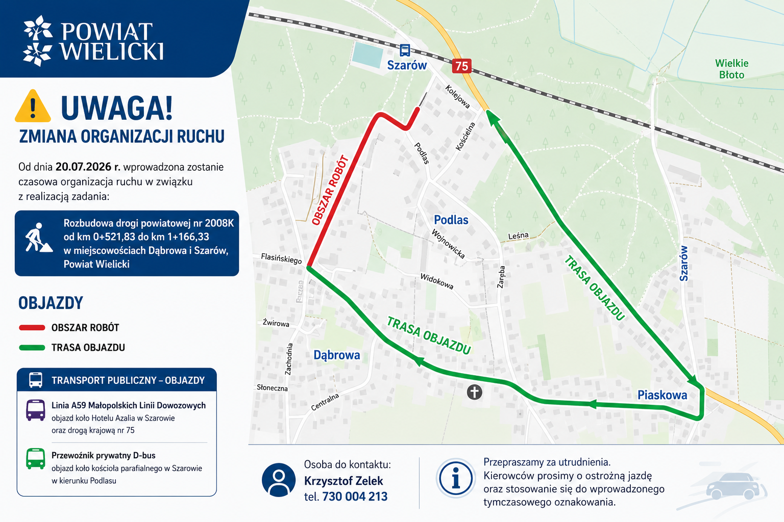 Uwaga – zmiana organizacji ruchu