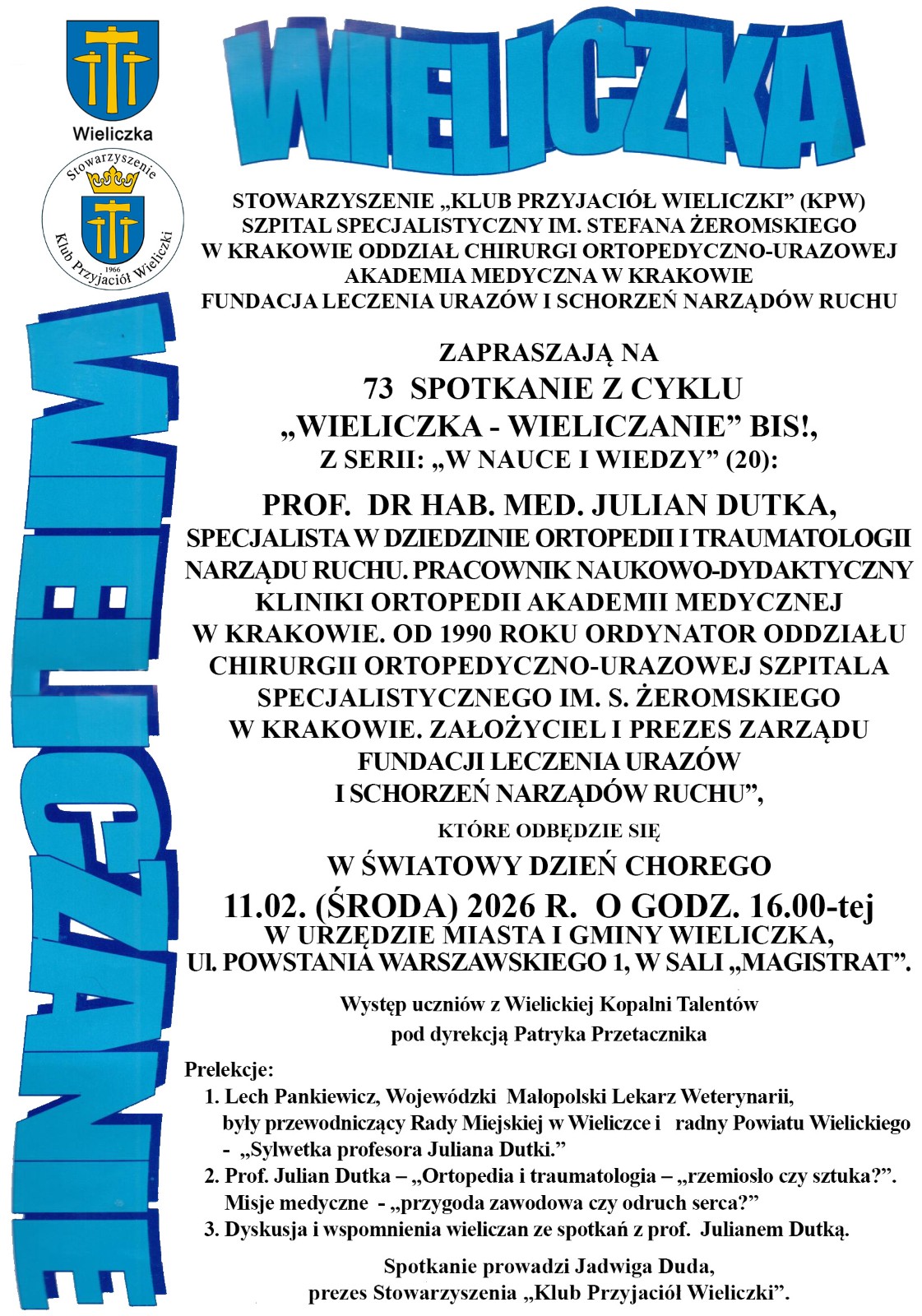 73. spotkanie z cyklu „Wieliczka – Wieliczanie” BIS – seria „W nauce i wiedzy”